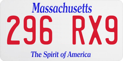 MA license plate 296RX9