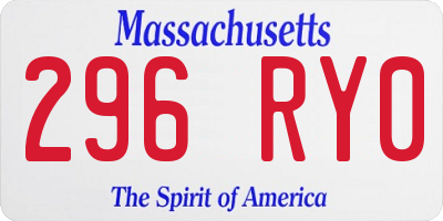 MA license plate 296RY0
