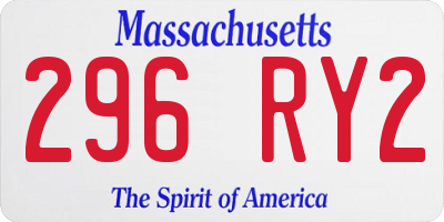 MA license plate 296RY2