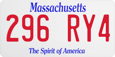 MA license plate 296RY4