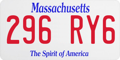 MA license plate 296RY6
