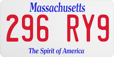 MA license plate 296RY9