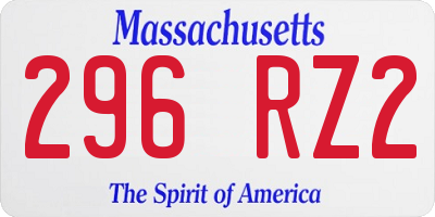 MA license plate 296RZ2