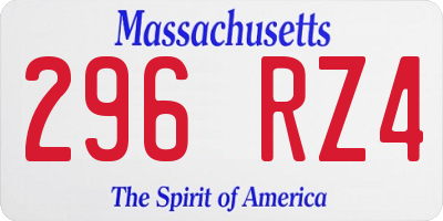 MA license plate 296RZ4