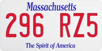 MA license plate 296RZ5