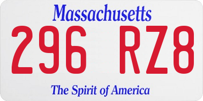 MA license plate 296RZ8