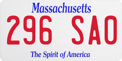 MA license plate 296SA0