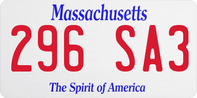 MA license plate 296SA3