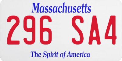 MA license plate 296SA4