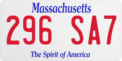 MA license plate 296SA7