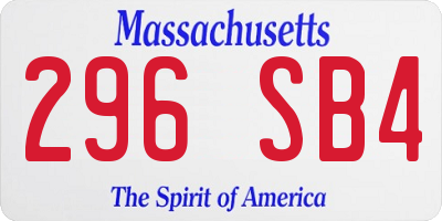 MA license plate 296SB4