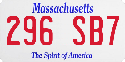 MA license plate 296SB7