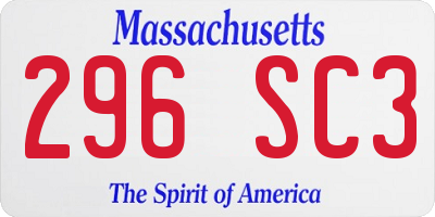 MA license plate 296SC3