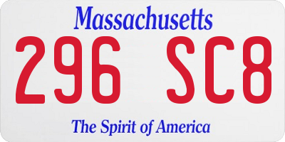 MA license plate 296SC8