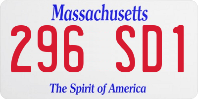 MA license plate 296SD1