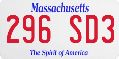 MA license plate 296SD3