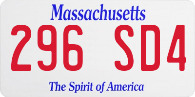 MA license plate 296SD4