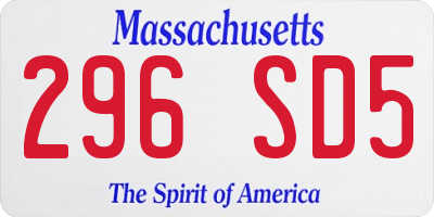 MA license plate 296SD5