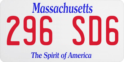 MA license plate 296SD6