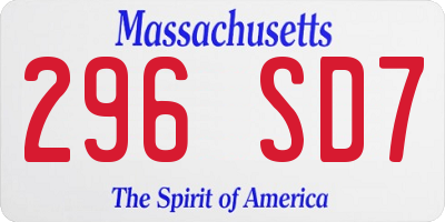 MA license plate 296SD7