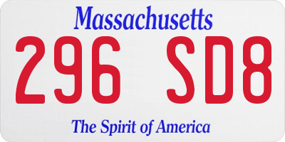 MA license plate 296SD8