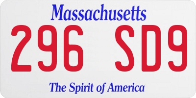 MA license plate 296SD9