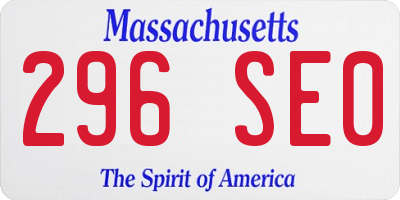 MA license plate 296SE0