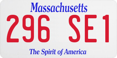 MA license plate 296SE1