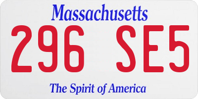 MA license plate 296SE5