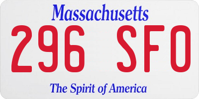 MA license plate 296SF0