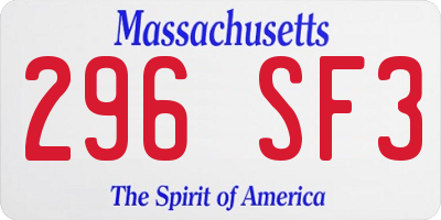 MA license plate 296SF3