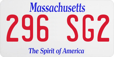 MA license plate 296SG2