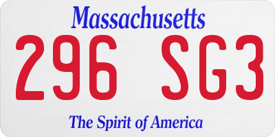 MA license plate 296SG3