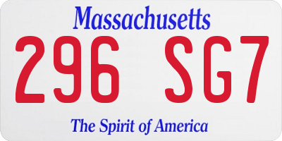 MA license plate 296SG7
