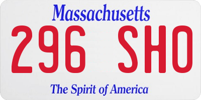 MA license plate 296SH0