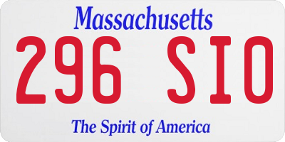 MA license plate 296SI0