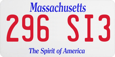 MA license plate 296SI3