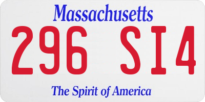 MA license plate 296SI4