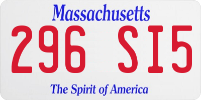 MA license plate 296SI5