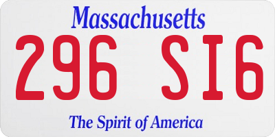 MA license plate 296SI6