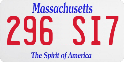 MA license plate 296SI7