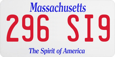 MA license plate 296SI9