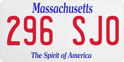 MA license plate 296SJ0