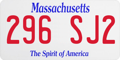MA license plate 296SJ2