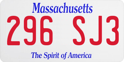 MA license plate 296SJ3
