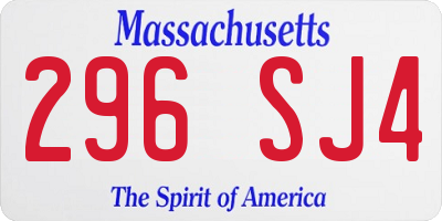 MA license plate 296SJ4