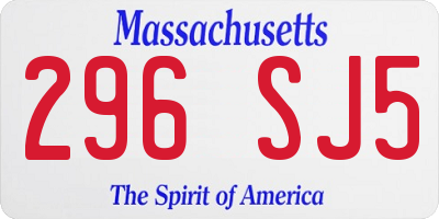 MA license plate 296SJ5