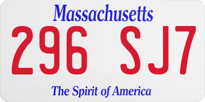 MA license plate 296SJ7
