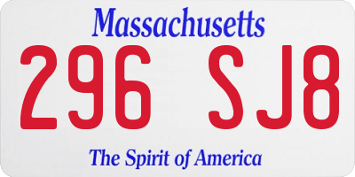 MA license plate 296SJ8
