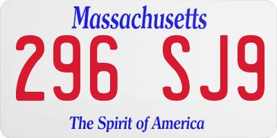 MA license plate 296SJ9